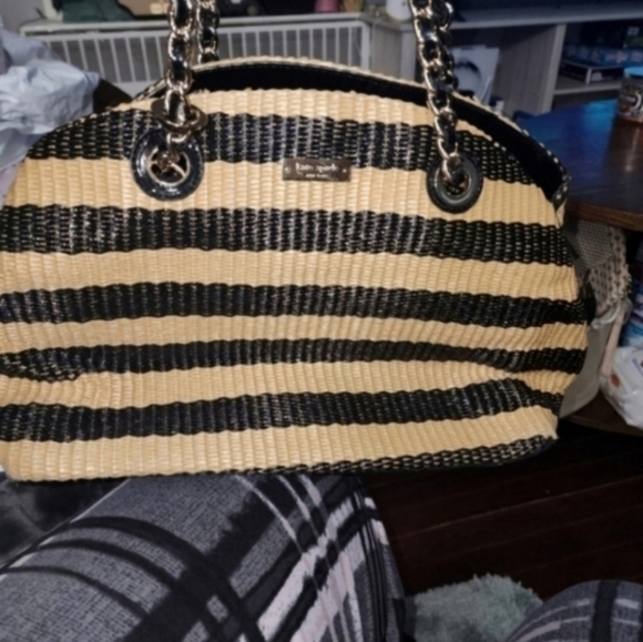 🍁🍂RARE HTF VINTAGE KATE SPADE NEW YORK Raffia Shoulder Bag - Picture 9 of 10